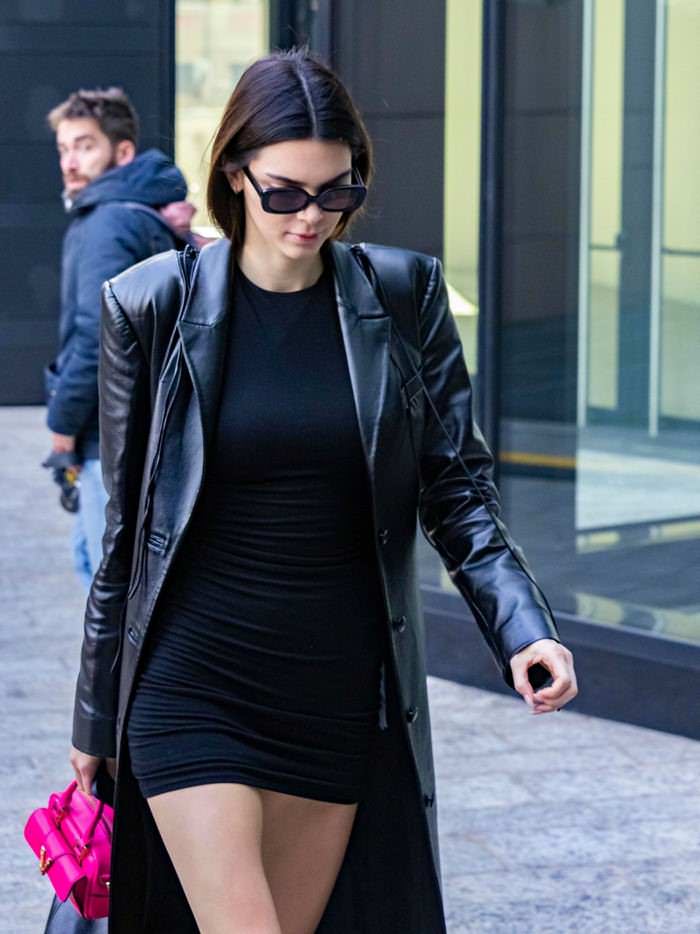 kendall jenner in black mini dress out in milan 1