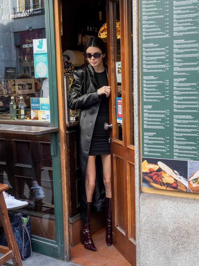 kendall jenner in black mini dress out in milan 2