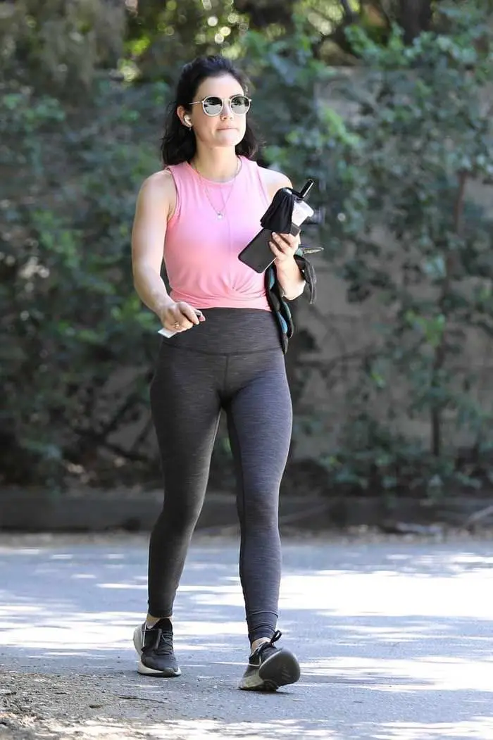 lucy hale flaunts toned figure in pink top in hollywood hills 2