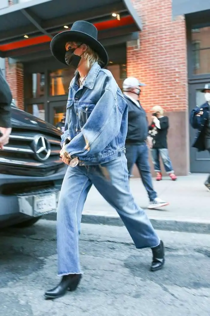 miley cyrus in an all denim outfit for her work day in new york 2