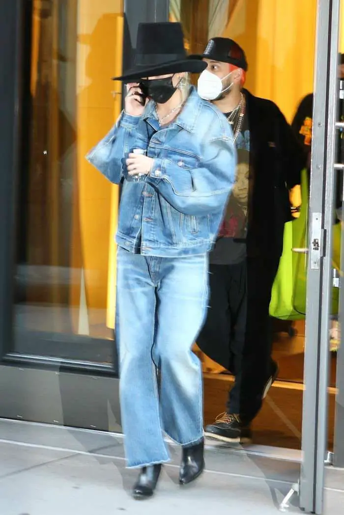 miley cyrus in an all denim outfit for her work day in new york 3