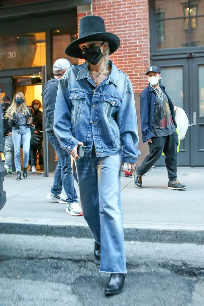 miley cyrus in an all denim outfit for her work day in new york 4