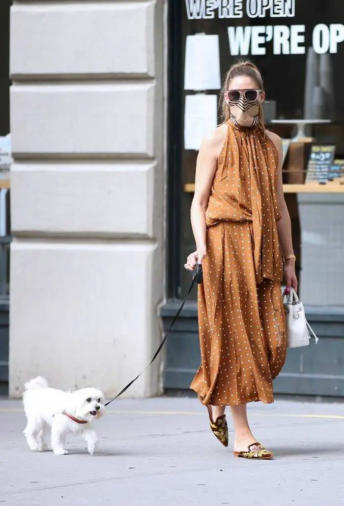 olivia palermo is a true fashionista in brown polka dress out in nyc 2
