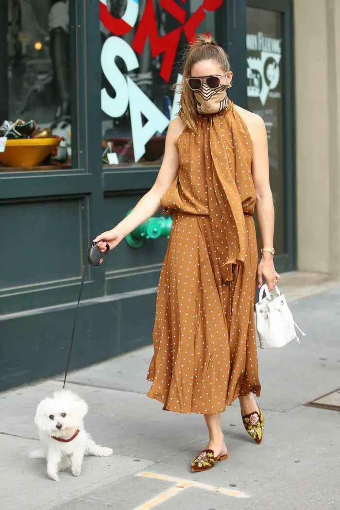 olivia palermo is a true fashionista in brown polka dress out in nyc 3
