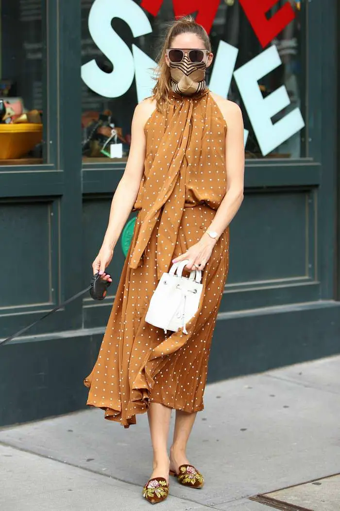 olivia palermo is a true fashionista in brown polka dress out in nyc 4