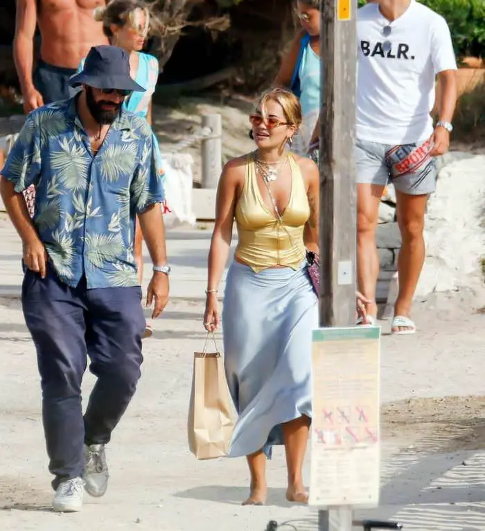 rita ora opts for a gold crop top as she walks with bf in ibiza 2