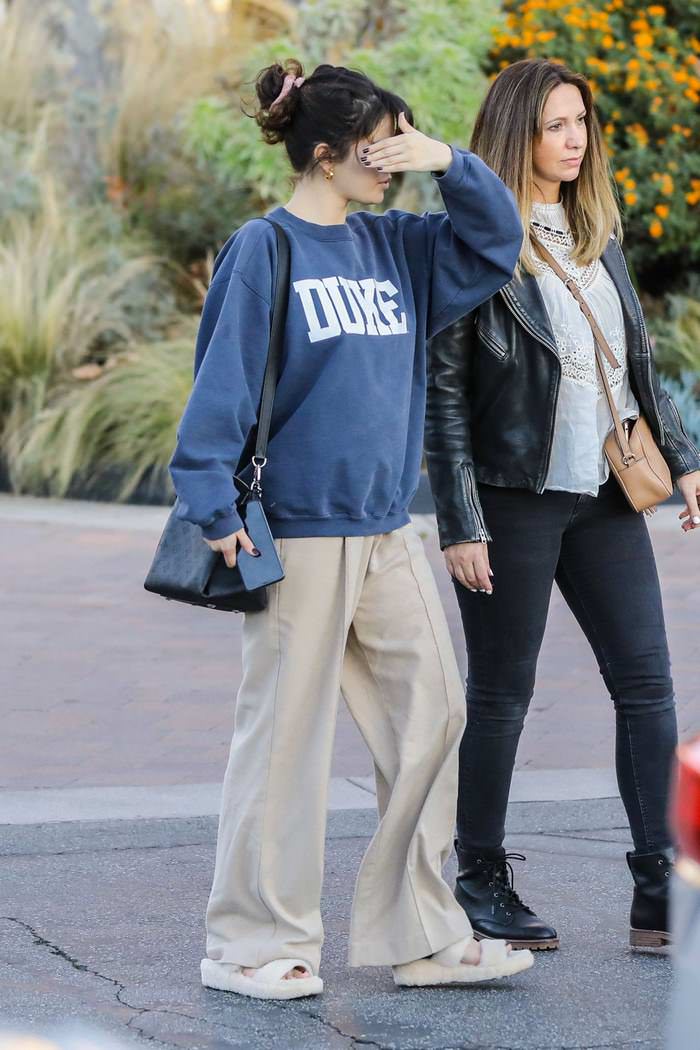 selena gomez in blue sweatshirt out with friend in studio city 2