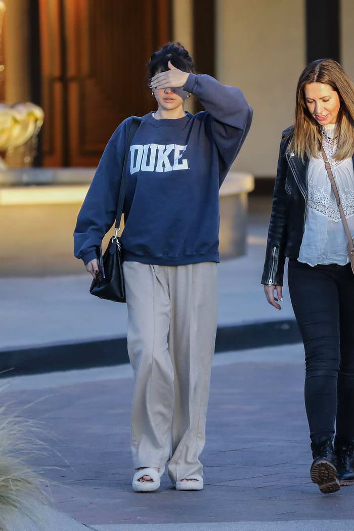 selena gomez in blue sweatshirt out with friend in studio city 3