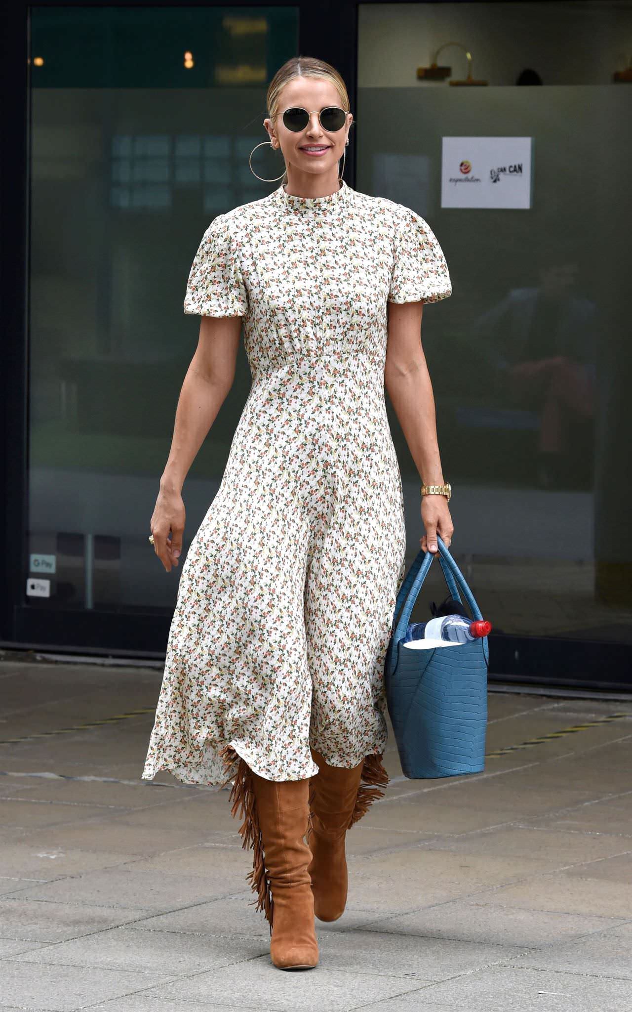 vogue williams steps out in a floral print dress in leeds 2