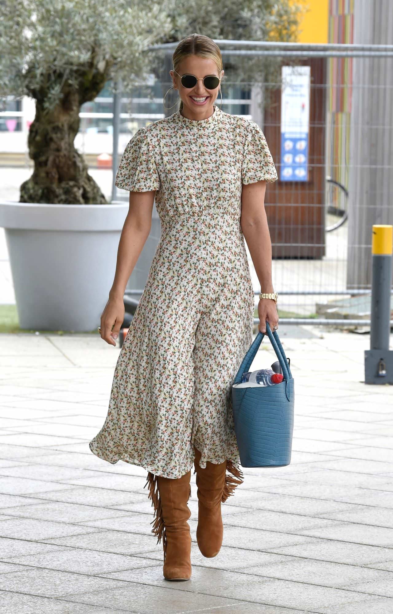 vogue williams steps out in a floral print dress in leeds 4