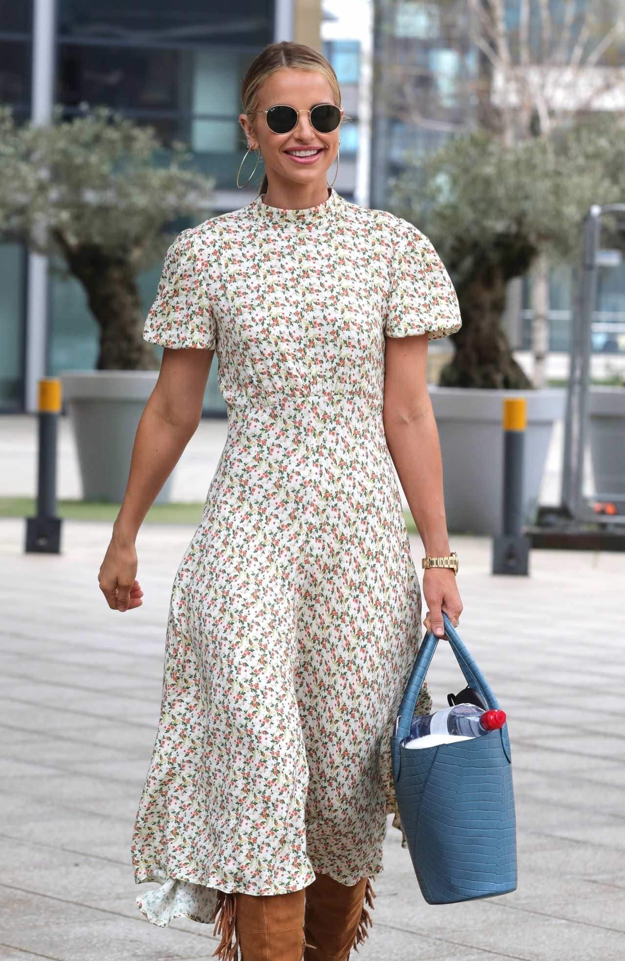 vogue williams steps out in a floral print dress in leeds 5